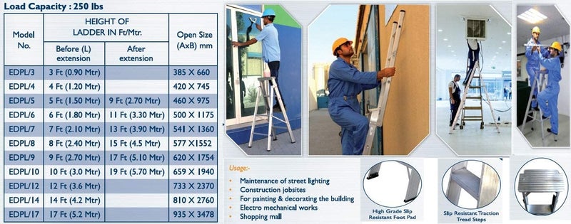 EMC Dual Purpose Aluminum Ladder (7 Step) - Foldable and Heavy Duty - Image 5